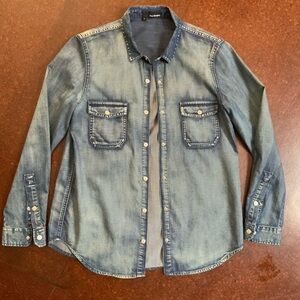 The Kooples Light Blue Casual Button Down Denim Shirt
